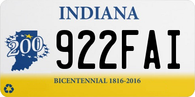 IN license plate 922FAI