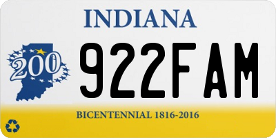 IN license plate 922FAM