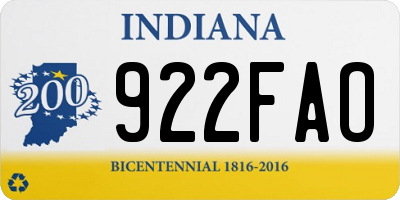IN license plate 922FAO