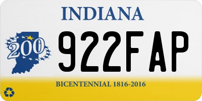 IN license plate 922FAP