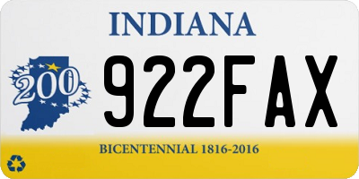 IN license plate 922FAX