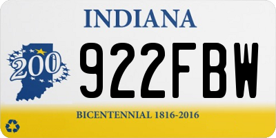 IN license plate 922FBW