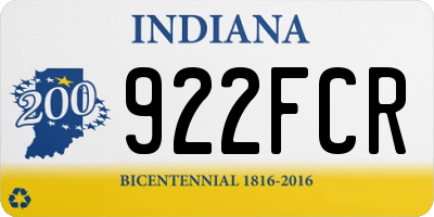 IN license plate 922FCR