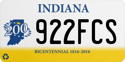 IN license plate 922FCS
