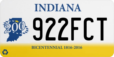 IN license plate 922FCT