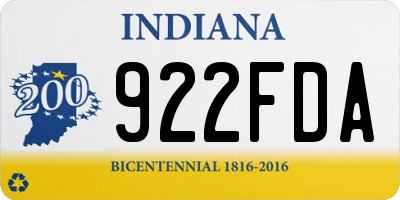 IN license plate 922FDA