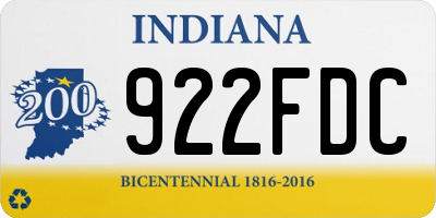 IN license plate 922FDC