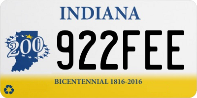 IN license plate 922FEE