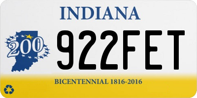 IN license plate 922FET