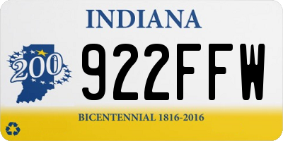 IN license plate 922FFW