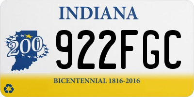 IN license plate 922FGC