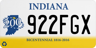 IN license plate 922FGX