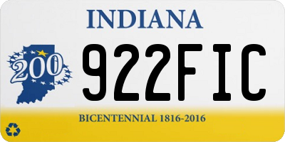 IN license plate 922FIC