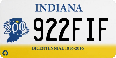 IN license plate 922FIF