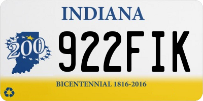 IN license plate 922FIK