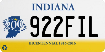 IN license plate 922FIL