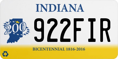 IN license plate 922FIR