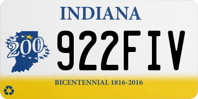 IN license plate 922FIV