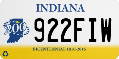 IN license plate 922FIW