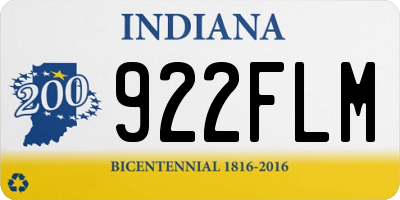 IN license plate 922FLM