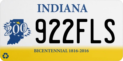 IN license plate 922FLS