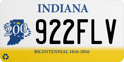 IN license plate 922FLV