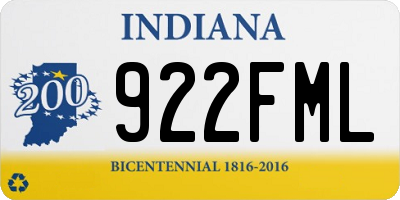 IN license plate 922FML