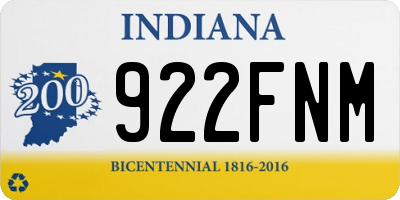 IN license plate 922FNM