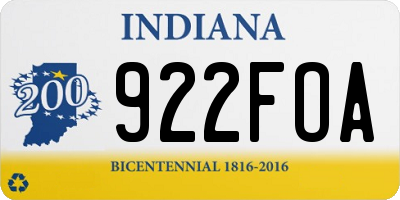 IN license plate 922FOA