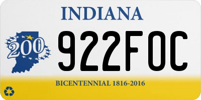 IN license plate 922FOC