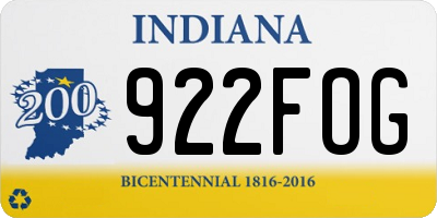 IN license plate 922FOG