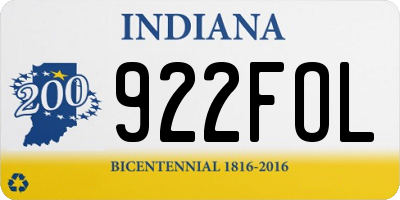 IN license plate 922FOL