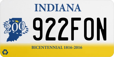 IN license plate 922FON