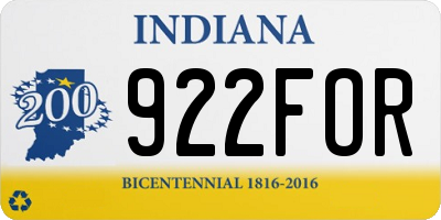 IN license plate 922FOR