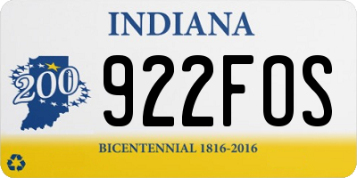 IN license plate 922FOS