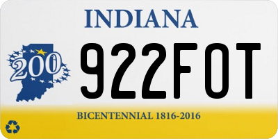 IN license plate 922FOT