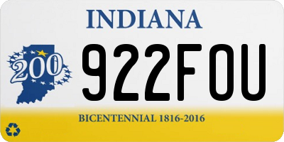 IN license plate 922FOU
