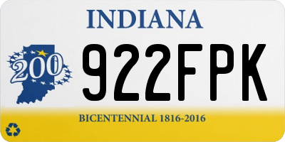 IN license plate 922FPK