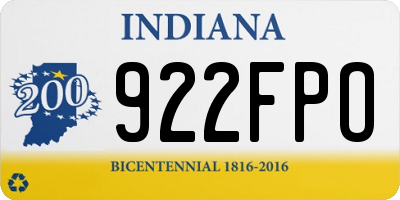 IN license plate 922FPO