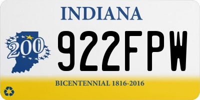 IN license plate 922FPW