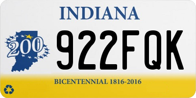 IN license plate 922FQK