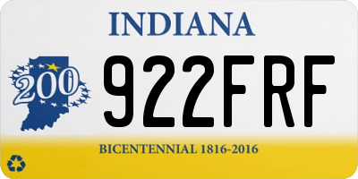 IN license plate 922FRF