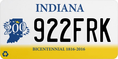 IN license plate 922FRK