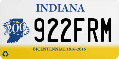 IN license plate 922FRM