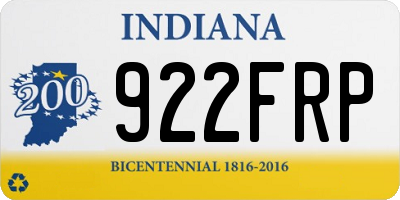 IN license plate 922FRP