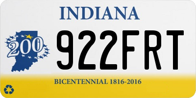 IN license plate 922FRT