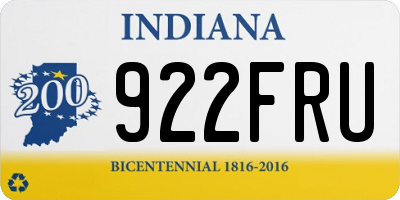 IN license plate 922FRU