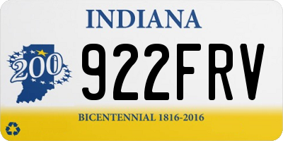 IN license plate 922FRV