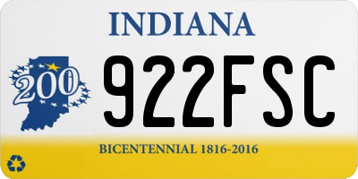 IN license plate 922FSC