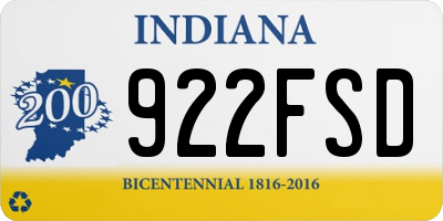 IN license plate 922FSD